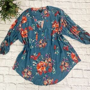 Torrid Harper flowy 3/4 sleeve dressy top blouse shirt size 2